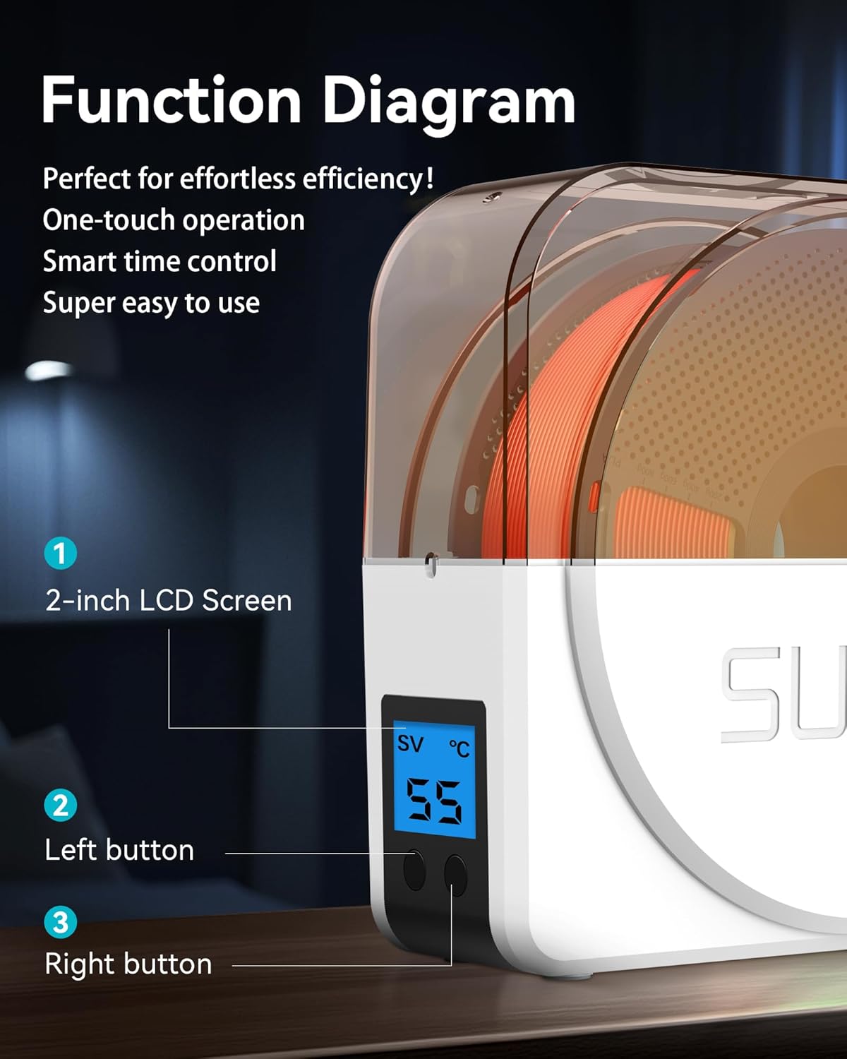 SUNLU Official S1 Plus Filament Dryer For 3D Printer Filament, Dehydrator with Fan Design, Filament Storage 1.75 2.85 3.00mm
