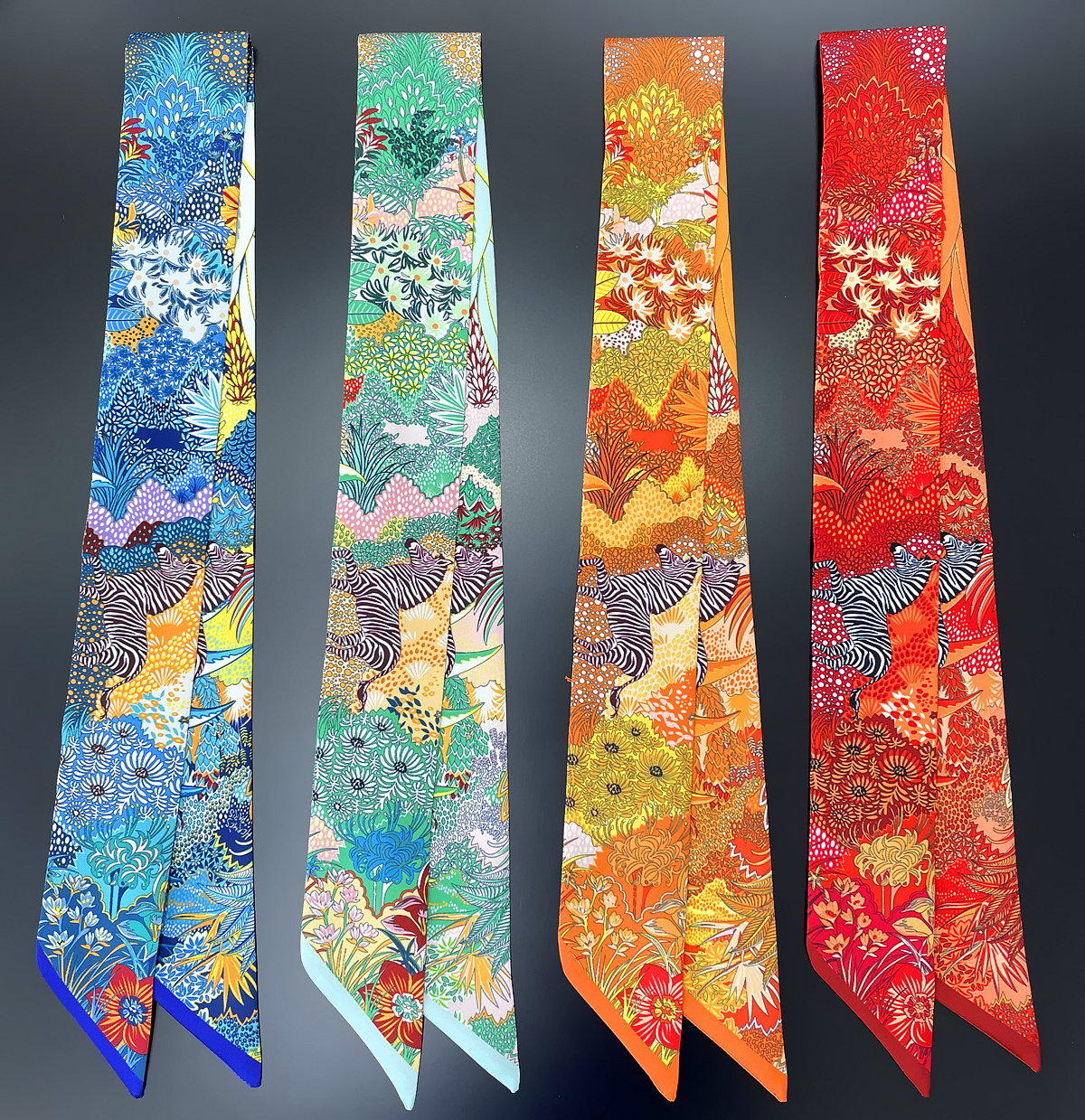 2026 Brand Design Zebra In Flowers Women Scarf Luxury Silk Scarf Fashion Hair Headband Foulard Skinny Bag Scarves Neckerchief