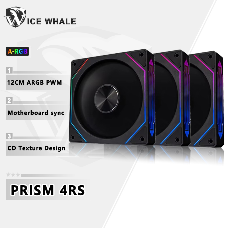 ICE Whale Prism 4RS ARGB PC Case Fan 120mm Infinity Mirror Design Motherboard Lighting Sync 4PIN PWM CPU Cooler Fan Ventilador