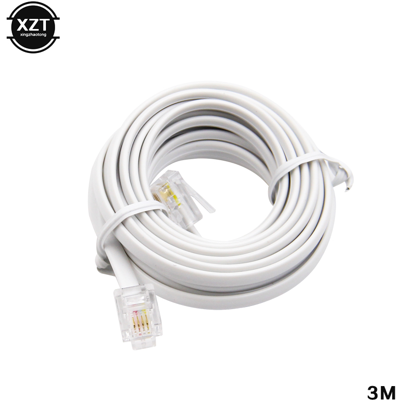 30/25/20/18/15/12/10/9/7.7/6/3/2/1M RJ11 Male Two Core 6P4C Modular Telephone Phone Cables Extension Cable Wire Finished Phone L