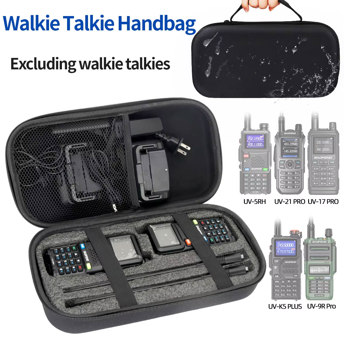 Baofeng UV-21 PRO Walkie Talkie Carrying Case Handbag Storage For UV-K5 PLUSUV-5RH UV-9R UV-17 PRO Two Way Radio
