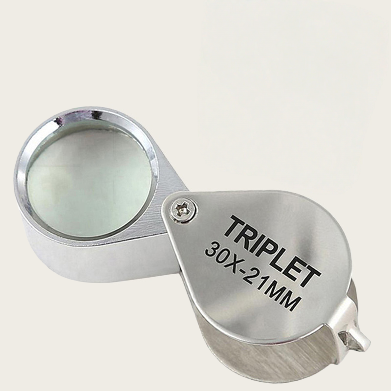 10-30X Gold Silver Folding Magnifying Glass Portable Boxed Loupe for Jewelry Identification Labels Reading Small Print Tool