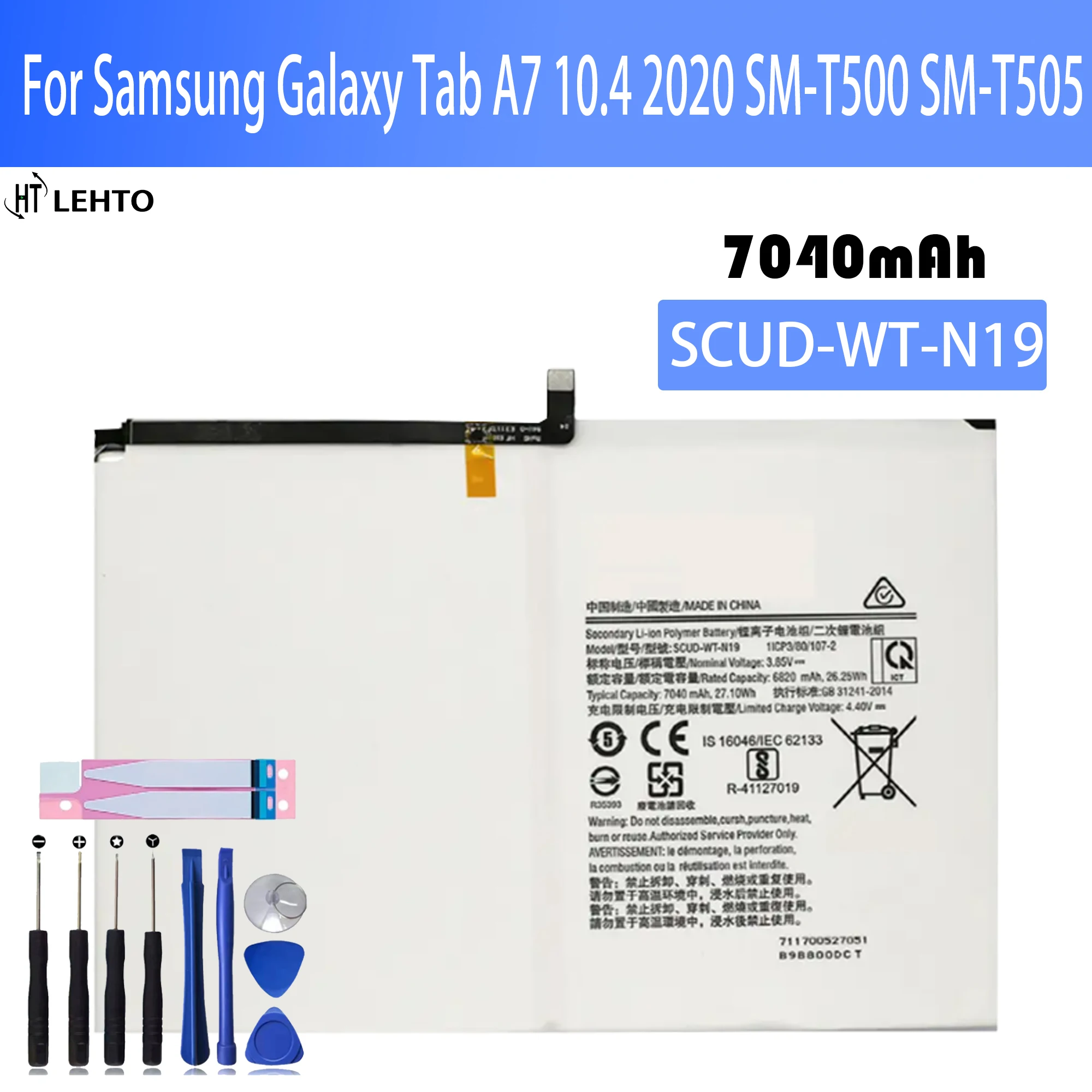 SCUD-WT-N19 Battery For Samsung Galaxy Tab A7 10.4 (2020) SM-T500 SM-T505 T505N Capacity Replacement Repair Part Tablet