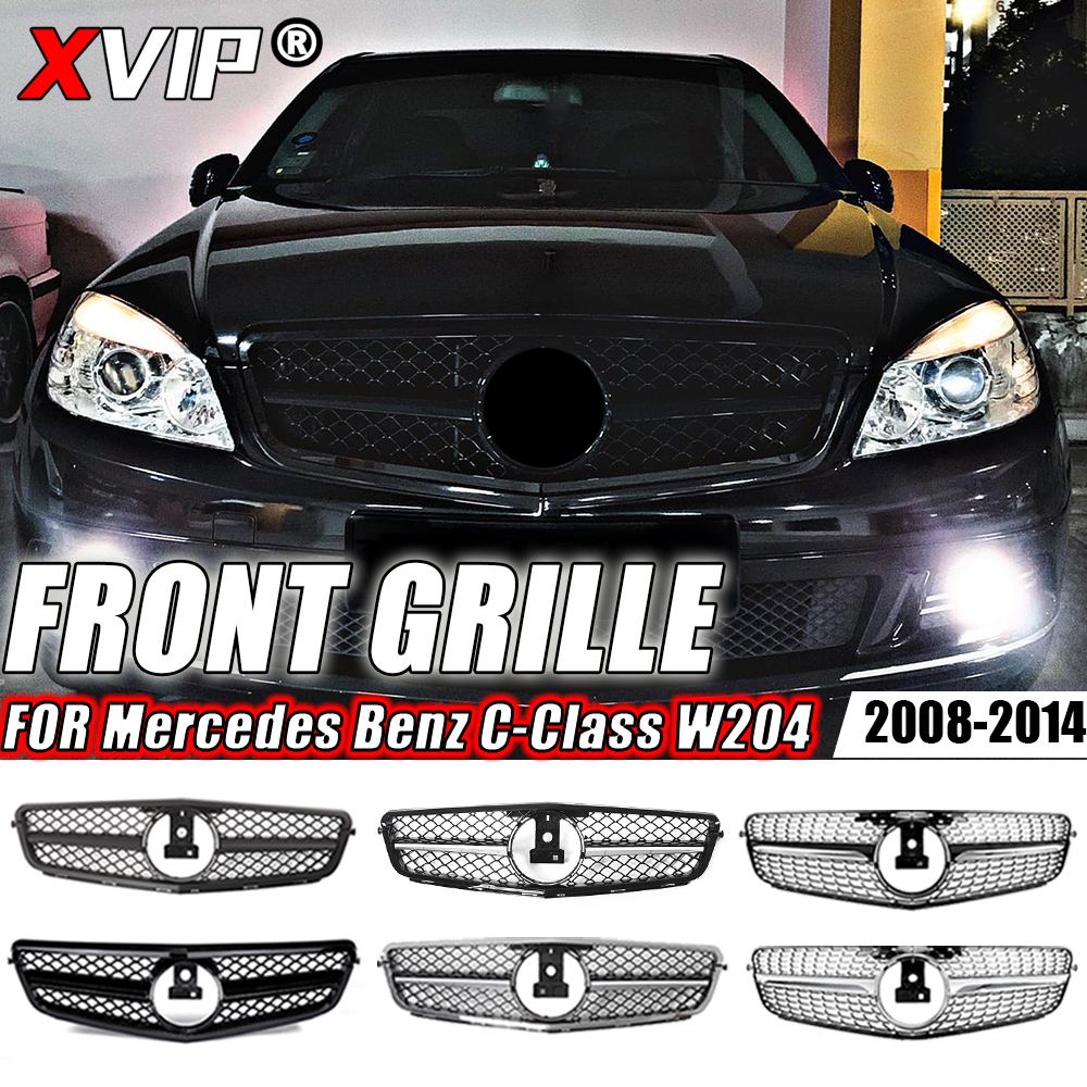 XVIP Front Bumper Grille Hood Grill For Mercedes Benz C-Class W204 2007-2014 C180 C200 C250 C300 AMG GT Diamond Tuning Grille