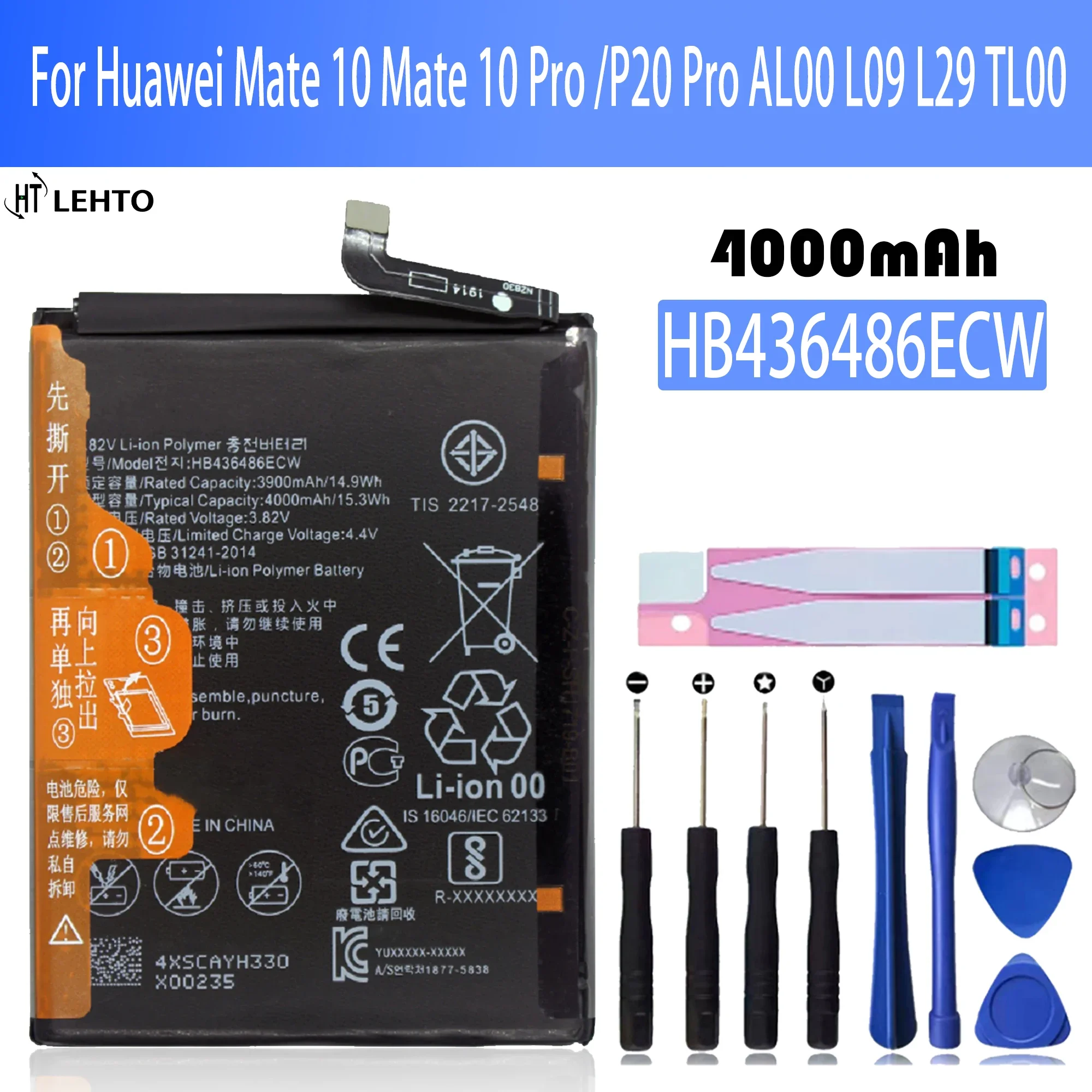 2026 Years 100% high capacity HB436486ECW Battery For Huawei Mate 10 Mate 10 Pro /P20 Pro AL00 L09 L29 TL00 Batteries +Tools