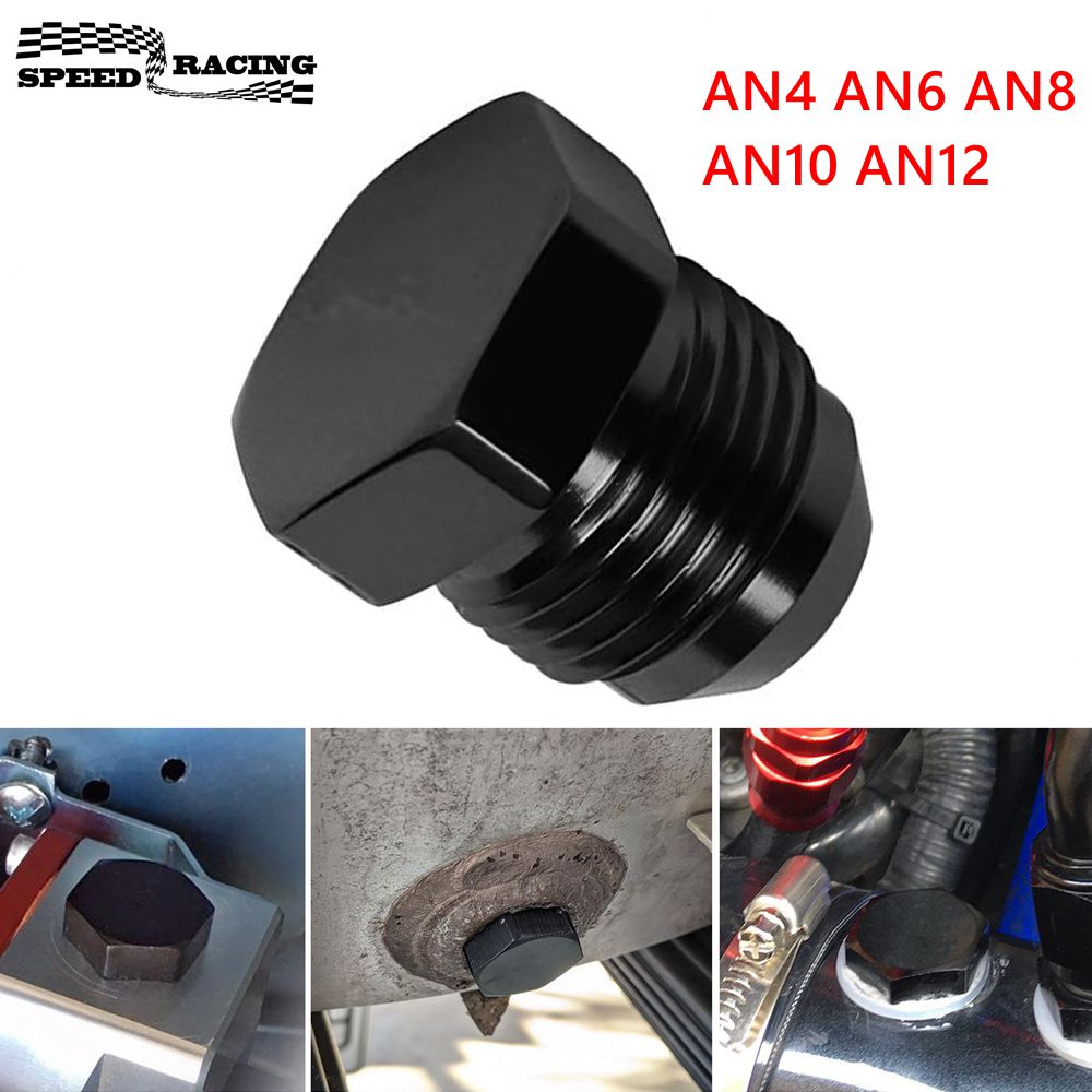 AN4 AN6 AN8 AN10 AN12 Aluminum Male Flare Thread Hexagon Head Blanking Plugs Fitting Hex Cap Lock Hose Fitting Adapters Anodized